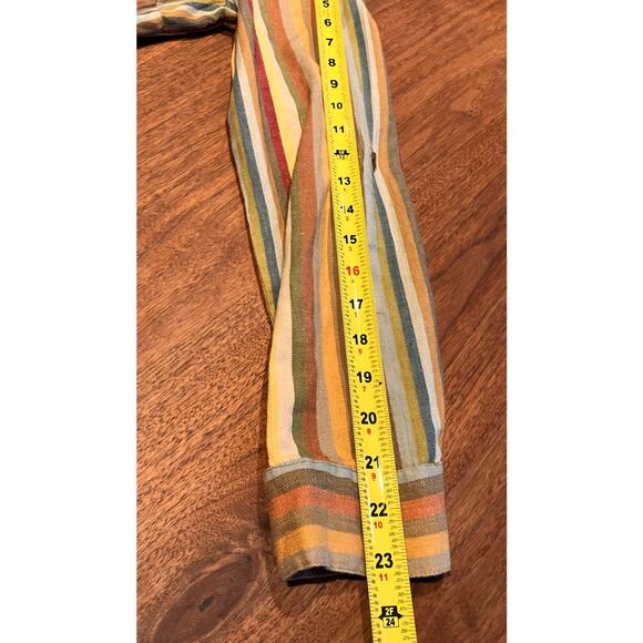 J. Gee Dress Medium, Long Sleeve, Striped, Yellow Green, Knee Length, Pockets - Picture 8 of 11